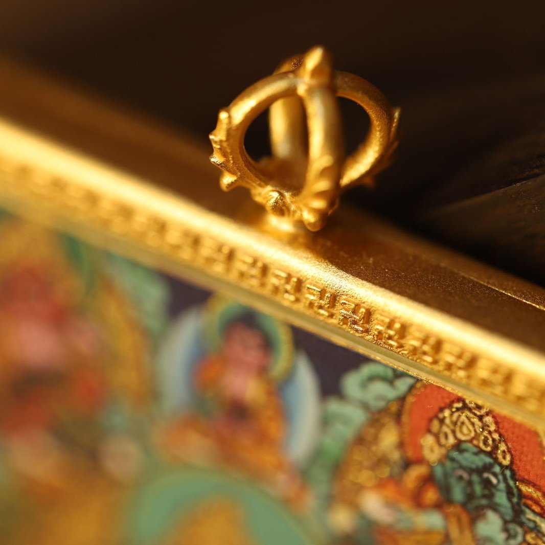 Five_Directions_Wealth_Gods_Square_Thangka_-_4.5x5.5cm_Brass_Pendant_-_Tangka_Buddha_-_-1838747