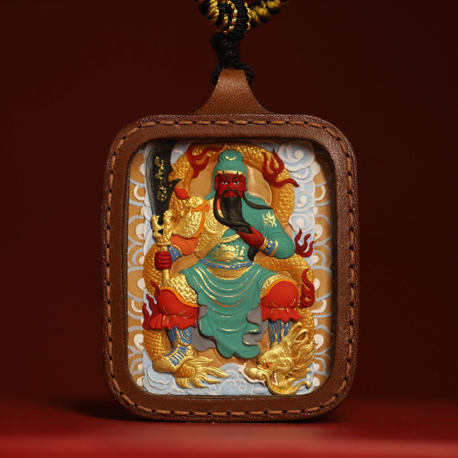 Thangka_Buddha_Green_Robe_Guan_Gong_Thangka_Necklace_-_Leather_Case_Pendant_For_Loyalty_and_Protection_-_Thangka_Buddha_-_Thangka_Buddha-2313877