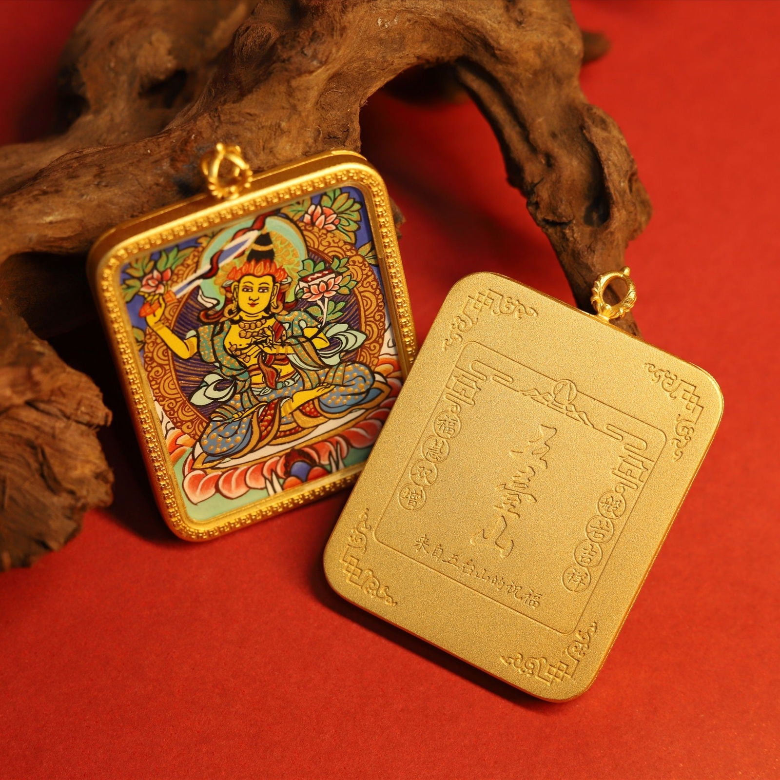 Thangka_Buddha_Hand-Painted_Wisdom_and_Enlightenment_Manjushri_Square_Thangka_-_Thangka_Buddha_-_-3059211