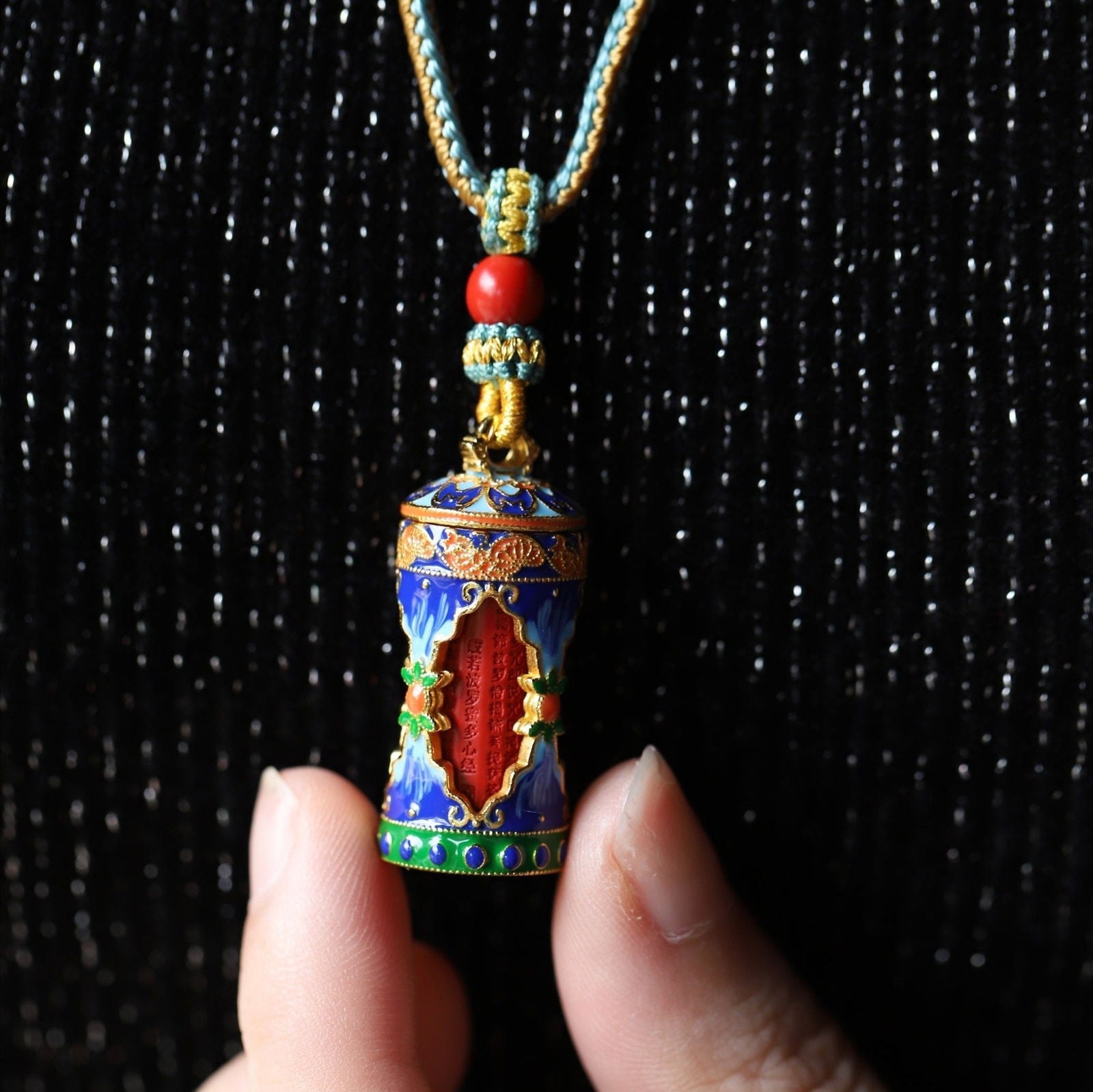Thangka_Buddha_Sterling_Silver_Cloisonne_Cleansing_Prayer_Wheel_Pendant_-_Thangka_Buddha_-_-2462632