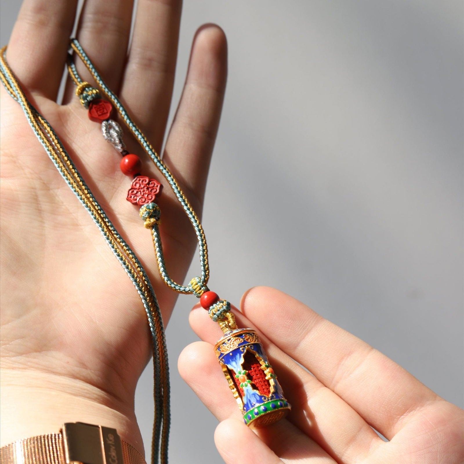 Thangka_Buddha_Sterling_Silver_Cloisonne_Cleansing_Prayer_Wheel_Pendant_-_Thangka_Buddha_-_-2462651